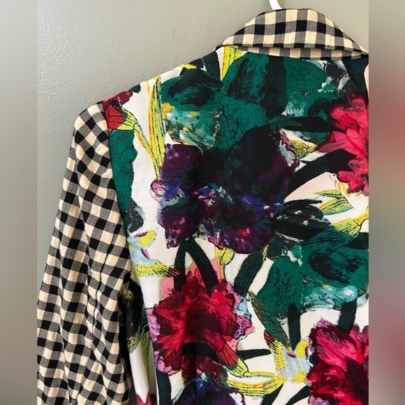 Rachel Roy rare plaid blazer with belt floral detailing to back and belt size 10 - Picture 5 of 8